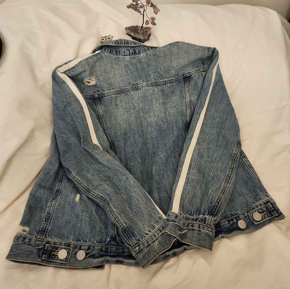 Boyfriend Denim Jacket Mid-Wash  Large - Picture 4 of 6